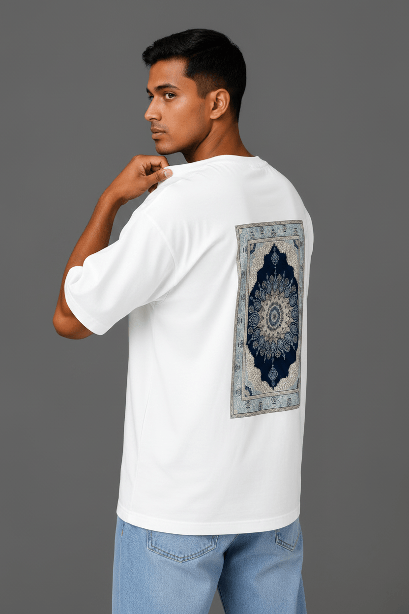 Desertwear DUA Islamic Calligraphy Oversized T-Shirt | White | 240 GSM French Terry Cotton - Desertwear.in