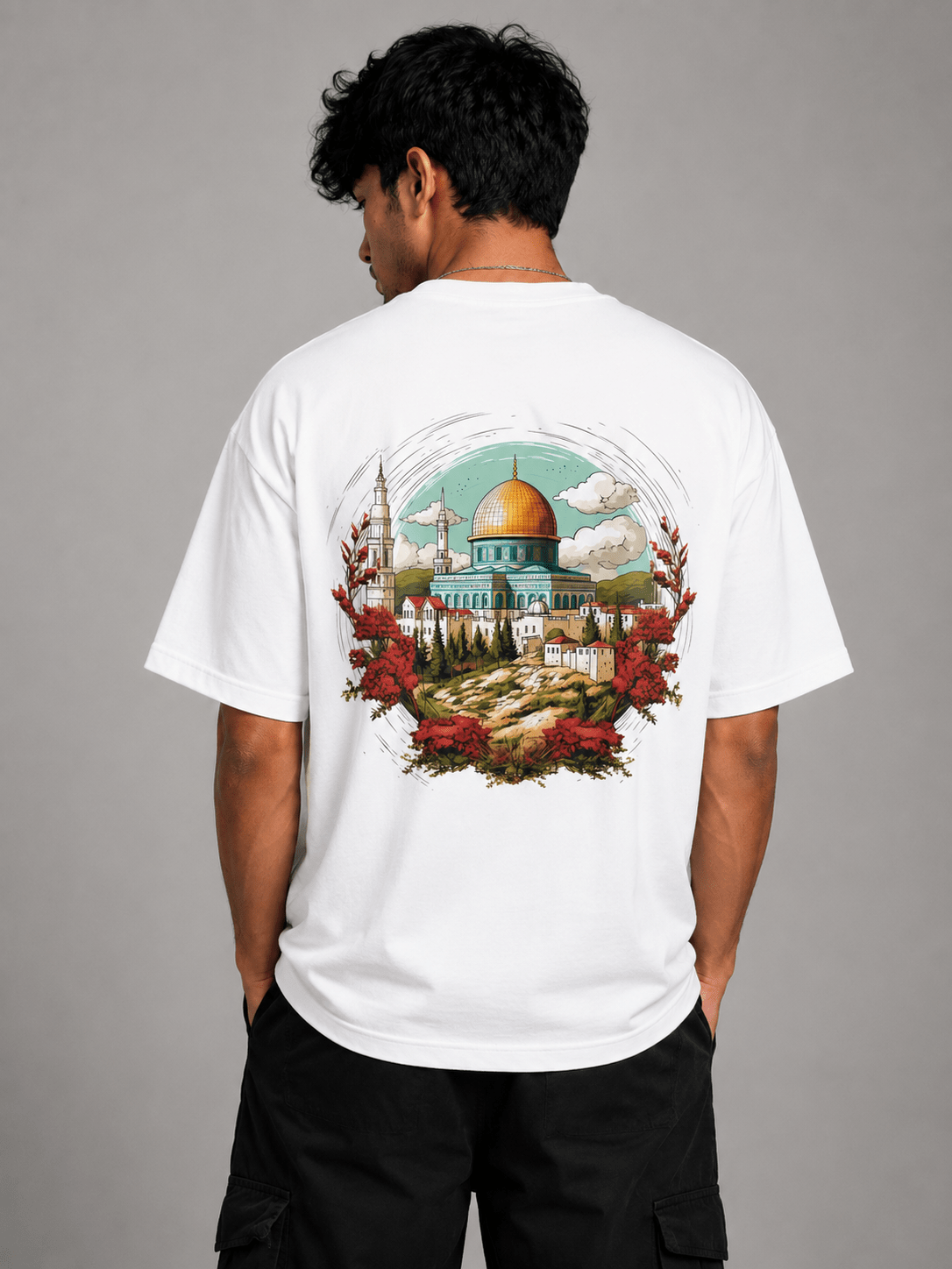 Islamic Dome of the Rock Oversized T-Shirt | Premium Muslim Streetwear - Desertwear.in
