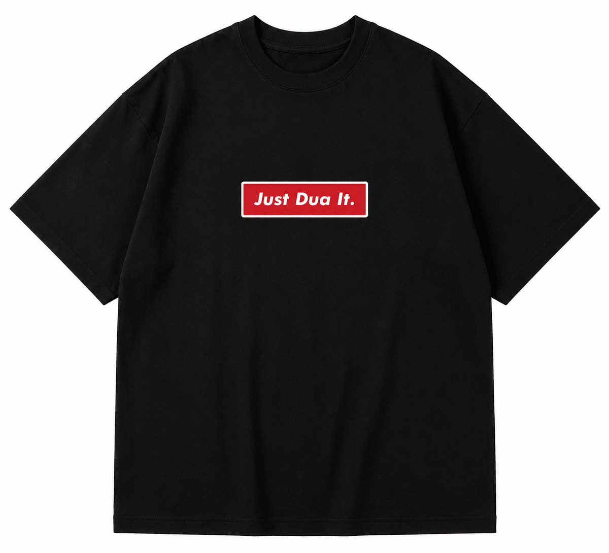 Just Dua It Islamic Oversized T-Shirt for Men | Black | 240 GSM French Terry | Desertwear India - Desertwear.in