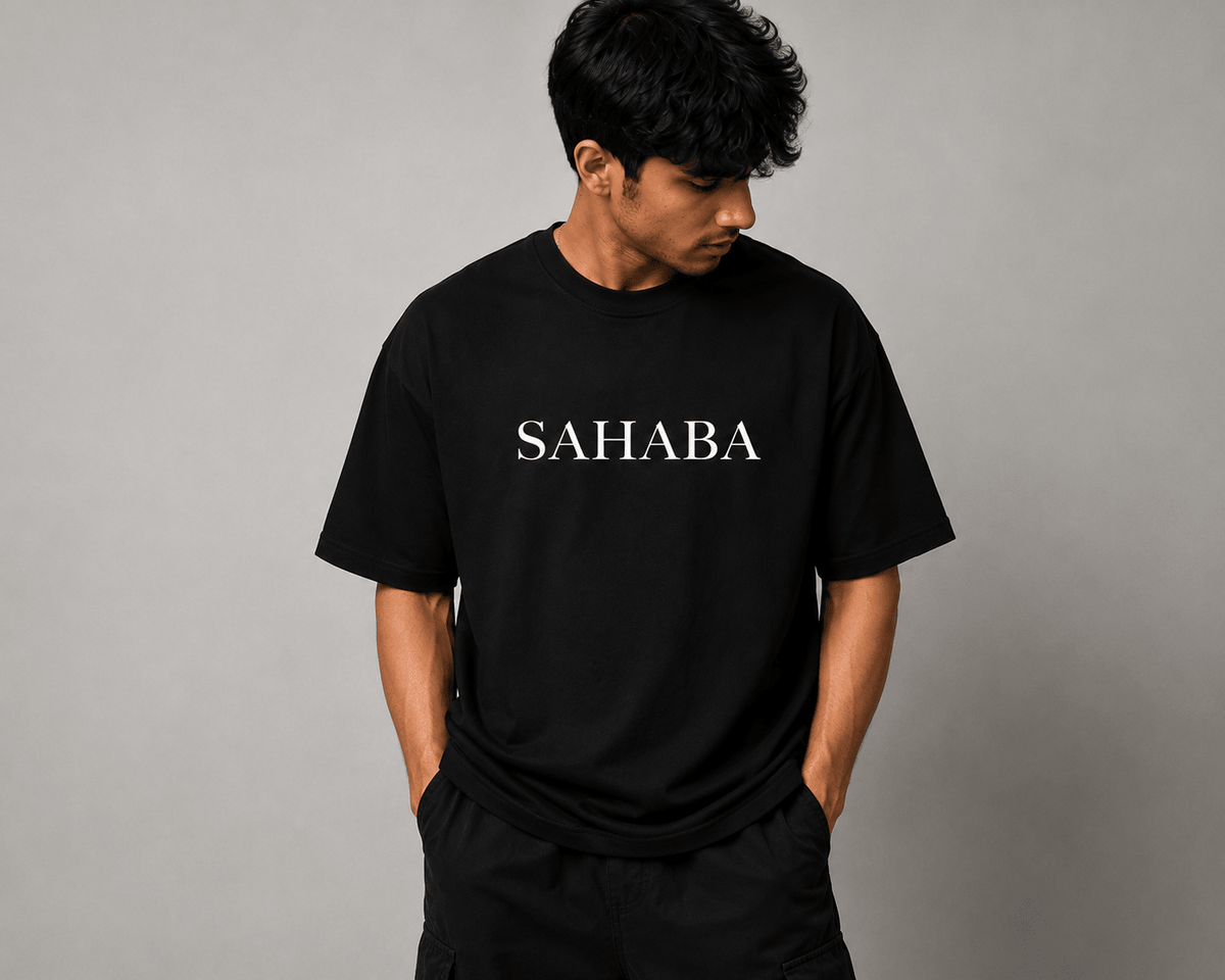 SAHABA Oversized T-Shirt | Premium Islamic Streetwear | White Edition | 240 GSM Cotton - Desertwear.in