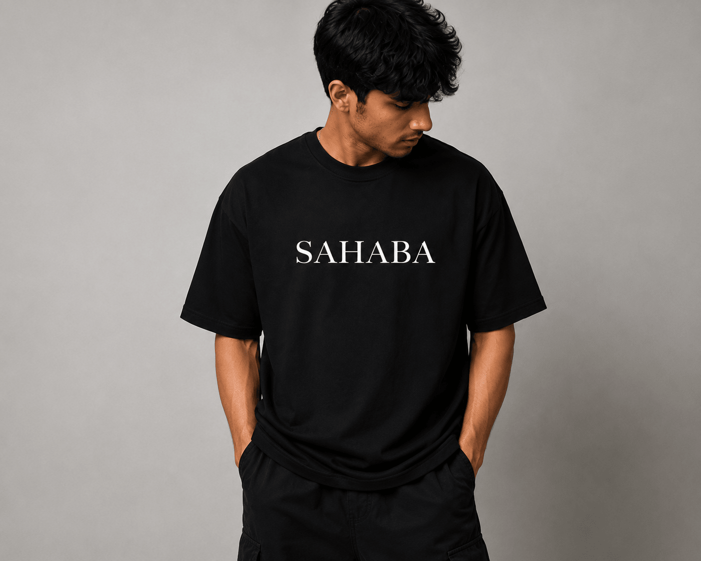 SAHABA Oversized T-Shirt | Premium Islamic Streetwear | White Edition | 240 GSM Cotton - Desertwear.in
