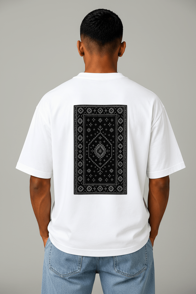 Taqwa Islamic Calligraphy Oversized T-Shirt for Men | White | 240 GSM French Terry | Desertwear India - Desertwear.in